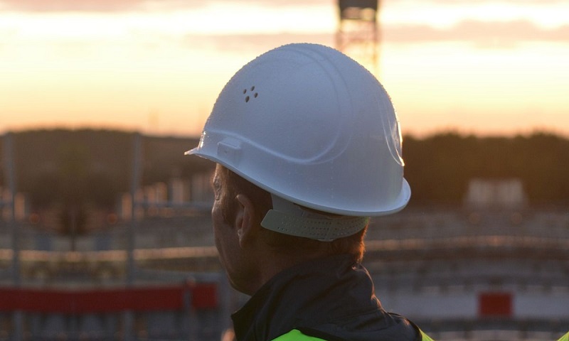 man wearing hard hat